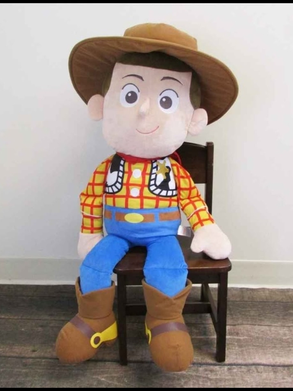 Woody-Inspired Plush Cowboy Toy in Brown, Yellow & Blue